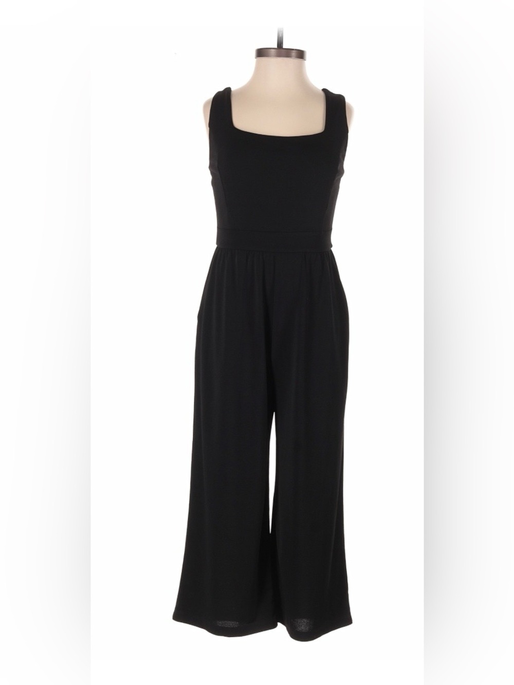 Sleek Black Square-Neck Wide-Leg Jumpsuit